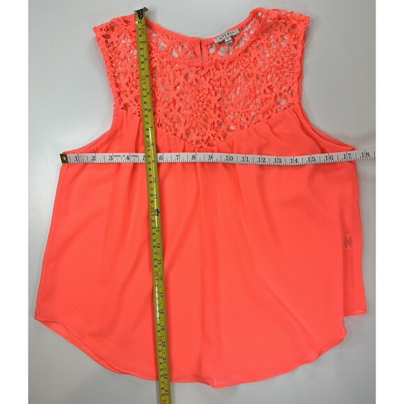A.PEACH Top Crochet Sleeveless Flowy Peasant Boho Festival Coral Oversize Tank M - Picture 9 of 9